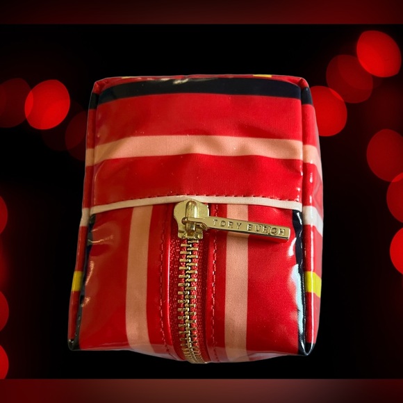 TORY BURCH NEW MAKEUP COSMETIC BAG BRIGITTE RED STRIPE ZIP Mother Day gift - Picture 6 of 10